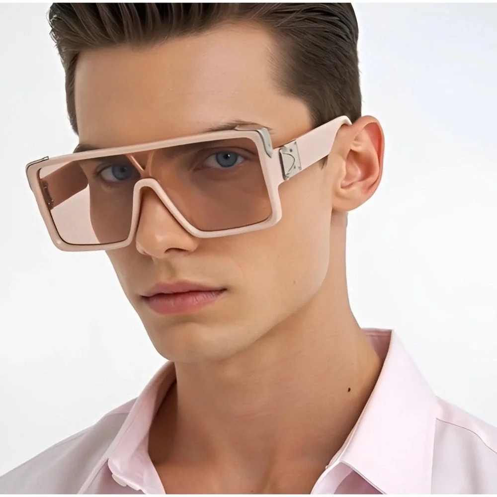 Oversized Square Sunglasses Fashion Beige‎ Frame Men Beach Trendy Lentes Gafas